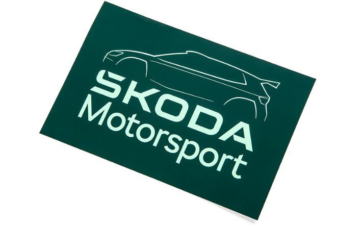 Škoda Motorsport Aufkleber, emerald green/electric green, 15 x 10 cm