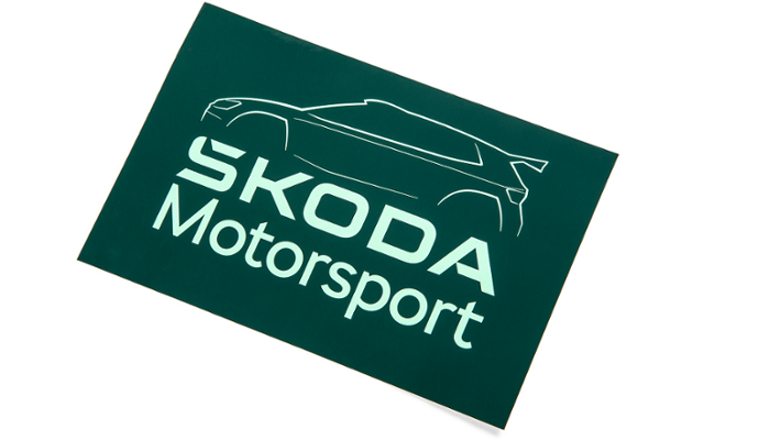 Škoda Motorsport Aufkleber, emerald green/electric green, 15 x 10 cm