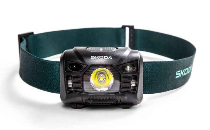 Škoda LED-Stirnlampe, schwarz/emerald green
