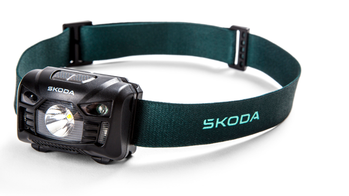 Škoda LED-Stirnlampe, schwarz/emerald green