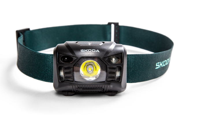 Škoda LED-Stirnlampe, schwarz/emerald green