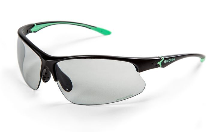 Škoda Selbsttönende Fahrrad-Sonnenbrille, schwarz/electric green
