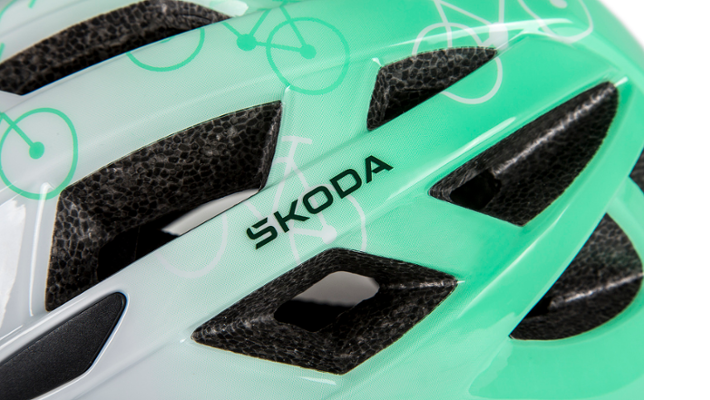 Škoda Kinder Fahrradhelm, weiß/electric green, Gr. S (52-66 cm)