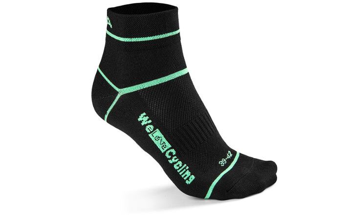 Škoda Fahrradsocken, schwarz/electric green, Gr. 43-46