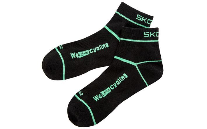 Škoda Fahrradsocken, schwarz/electric green, Gr. 43-46