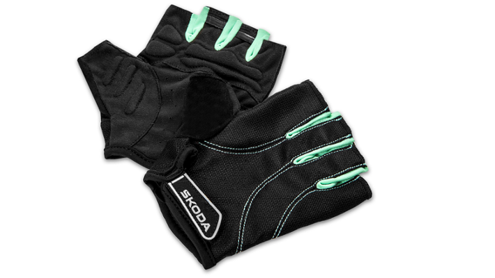 Škoda Fahrrad-Handschuhe (kurz), schwarz/electric green, Gr. XL