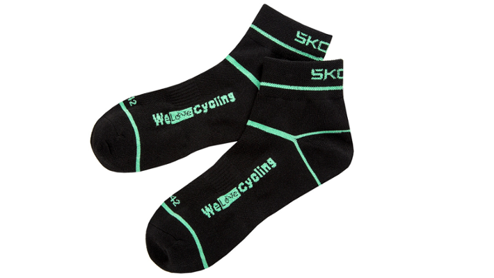 Škoda Fahrradsocken, schwarz/electric green, Gr. 35-38