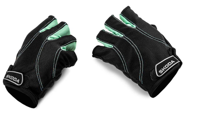 Škoda Fahrrad-Handschuhe (kurz), schwarz/electric green, Gr. S
