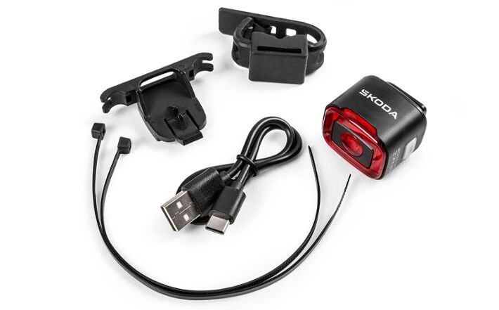 Škoda LED-Fahrradlicht hinten, 50 lm, 4 Beleuchtungsmodi, schwarz