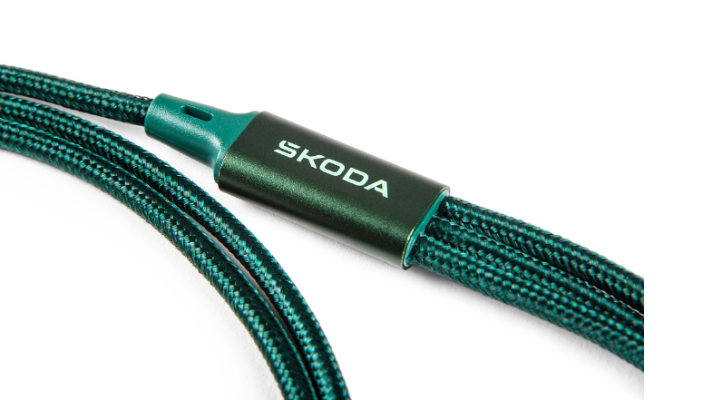 Škoda USB-Ladekabel 4in1, L=110 cm, emerald green