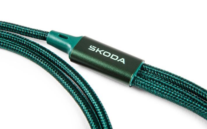 Škoda USB-Ladekabel 4in1, L=110 cm, emerald green