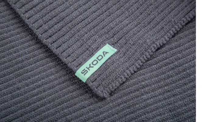 Škoda Mütze und Schal, gestrickt, grau
