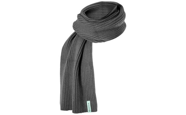 Škoda Mütze und Schal, gestrickt, grau