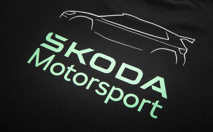 Škoda Motorsport T-Shirt, Herren, schwarz/grau, Gr. L