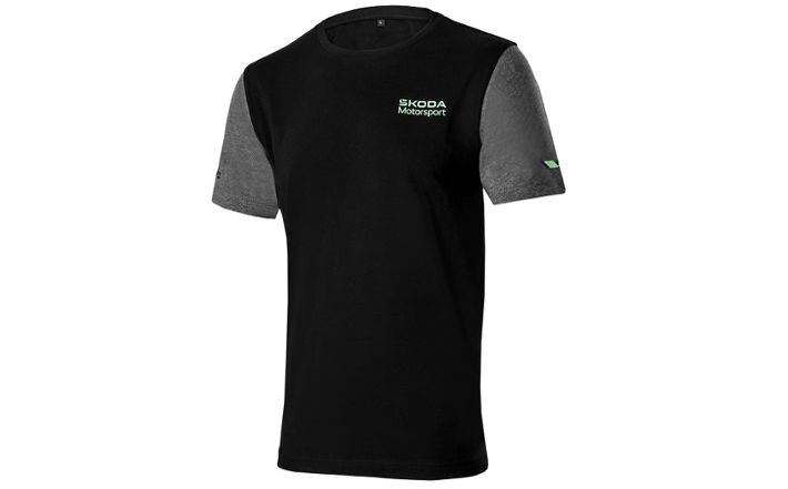 Škoda Motorsport T-Shirt, Herren, schwarz/grau, Gr. S