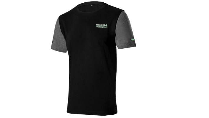Škoda Motorsport T-Shirt, Herren, schwarz/grau, Gr. S