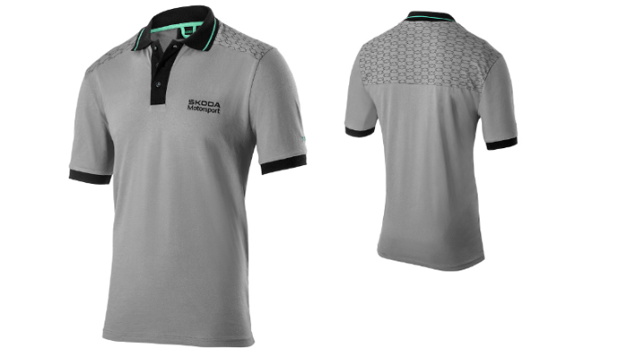 Škoda Motorsport Herren Polo-Shirt, grau/schwarz, Gr. L