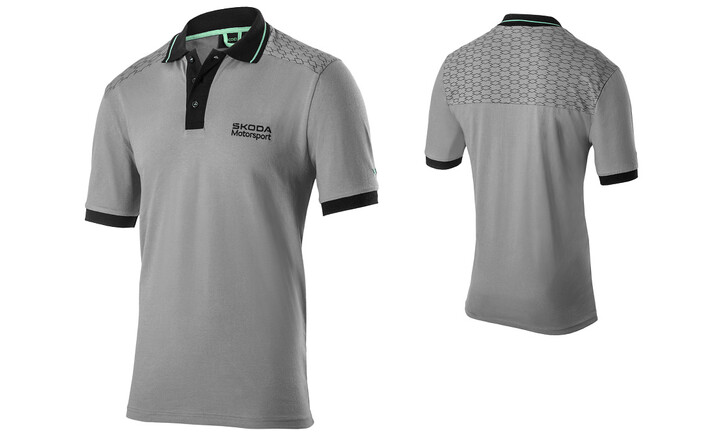 Škoda Motorsport Herren Polo-Shirt, grau/schwarz, Gr. L