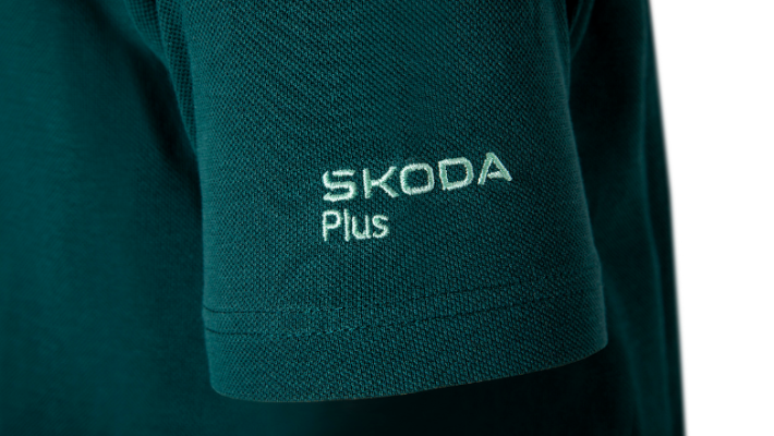 Škoda Damen Polo-Shirt Plus, emerald green/orange, Gr. XS
