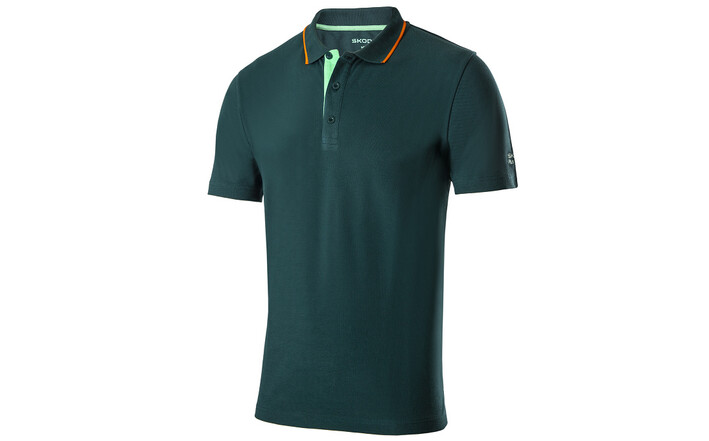 Škoda Herren Polo-Shirt Plus, emerald green/orange, Gr. L