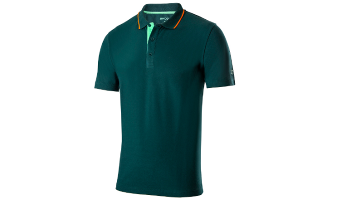 Škoda Herren Polo-Shirt Plus, emerald green/orange, Gr. S