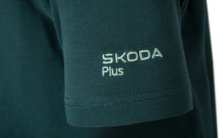 Škoda Damen Polo-Shirt Plus, emerald green/orange, Gr. L