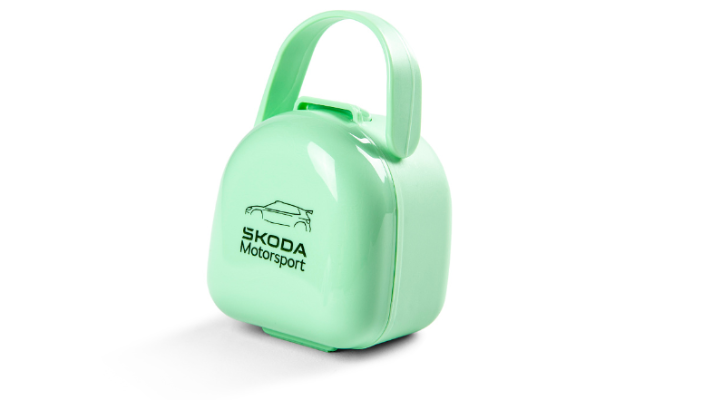 Škoda Motorsport Schnuller mit Band und Clip