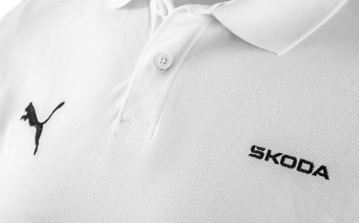 Škoda x Puma Poloshirt, Herren, weiß, Gr. M