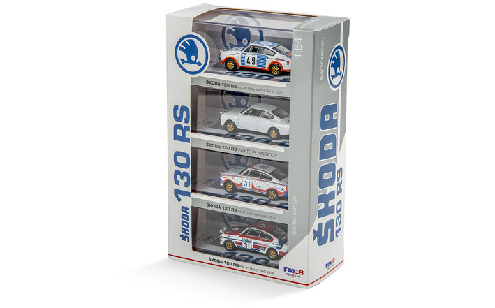 Škoda 130 RS Rallye-Modellfahrzeug Sammlerset, 1:64
