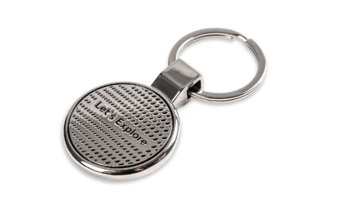 Škoda Schlüsselanhänger mit Pfandchip, silber/schwarz