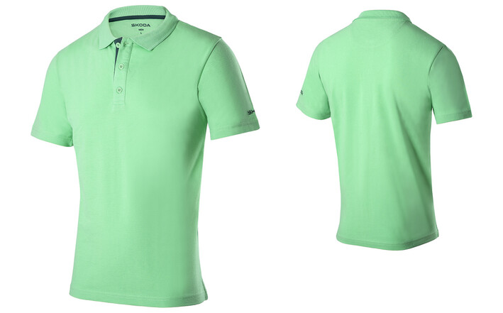 Škoda Herren Polo-Shirt, electric green